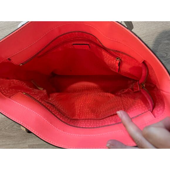 Kate Spade New York Leather Travel Satchel Tote in Beige/Hot Pink Interior - Picture 5 of 11